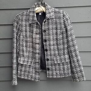 Croft & Barrow Gray Black White Tweed Blazer Size Small
